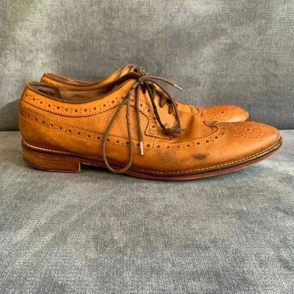 Men’s Johnston & Murphy Brown Leather Lace Up Cap Toe Oxford Dress Shoes Size 10